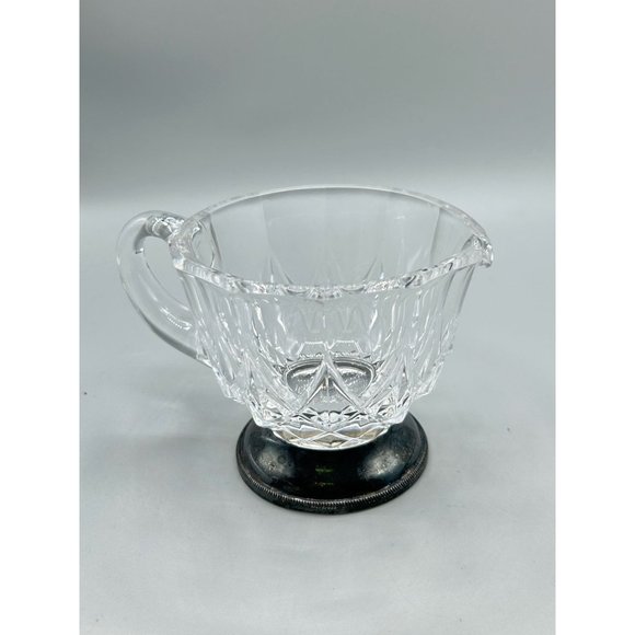 Val St Lambert Cut Crystal Creamer Silver Plate Made in Italy Crystal " Nicole" - Picture 4 of 12